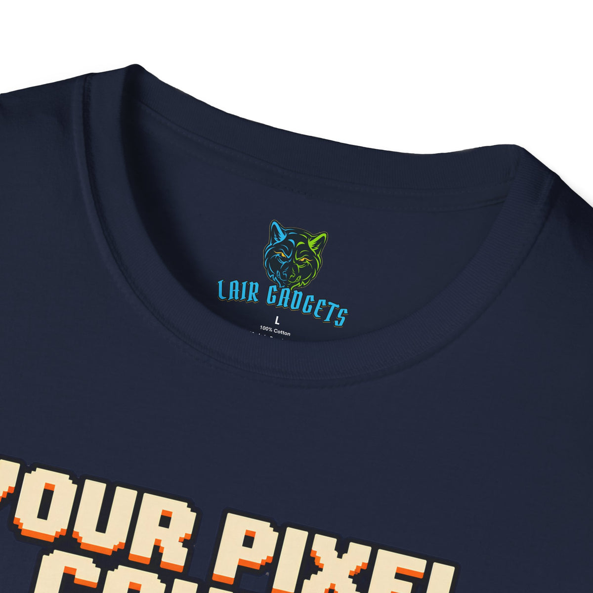 Your Pixel Count Is Bigger Than Mine pixel art spaceship graphic tee, alternate view