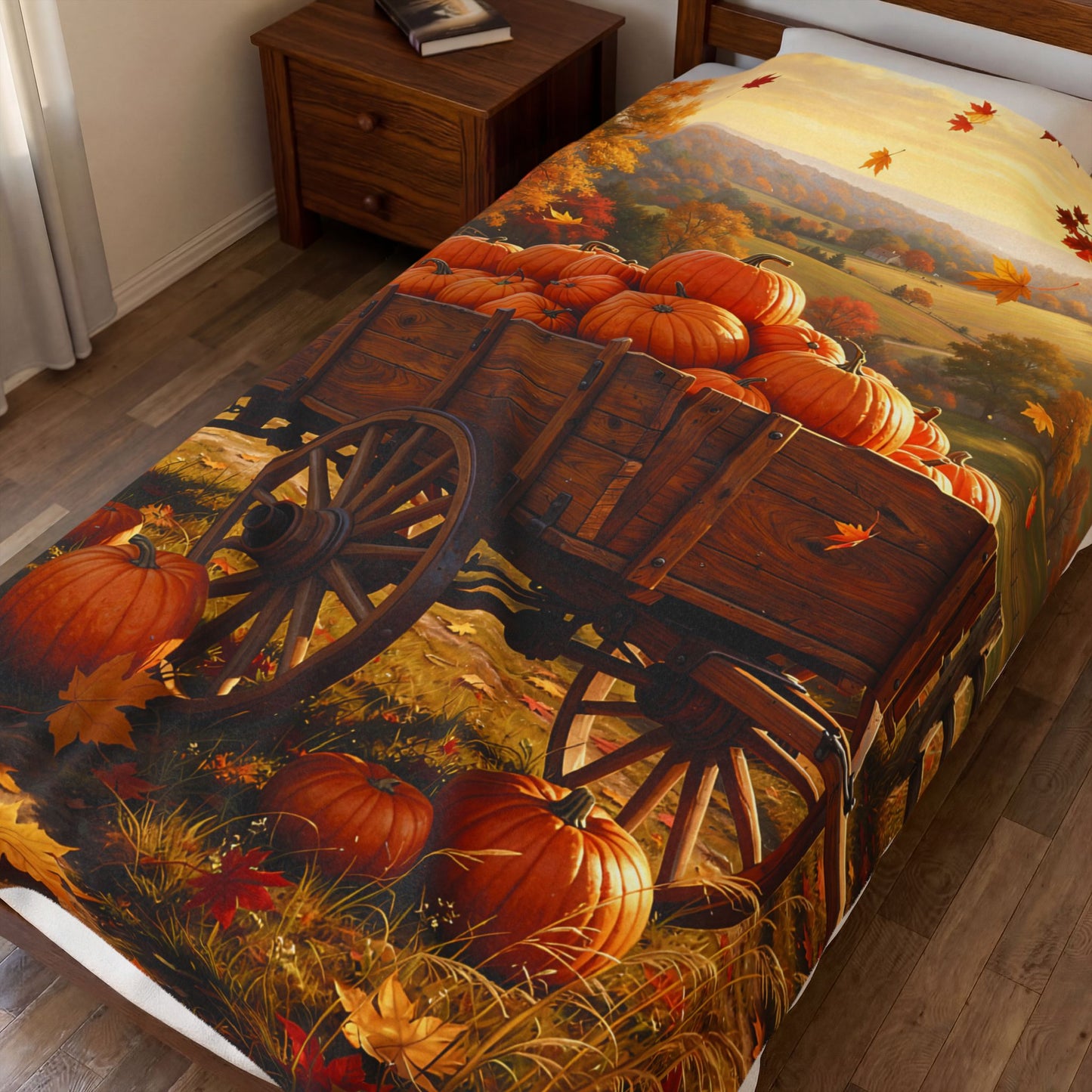Wagon Harvest Velveteen Plush Blanket