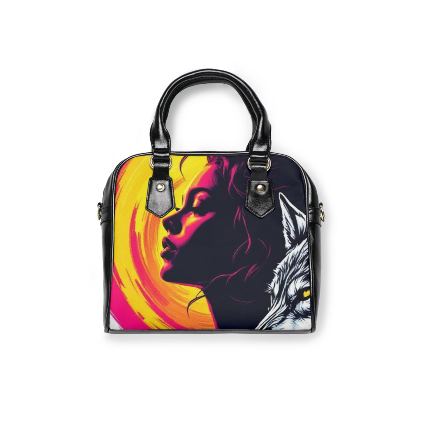 Wolf & Woman Art Handbag - Nature-Inspired Tote for Everyday Use, Great Gift for Animal Lovers and Fashion Enthusiasts