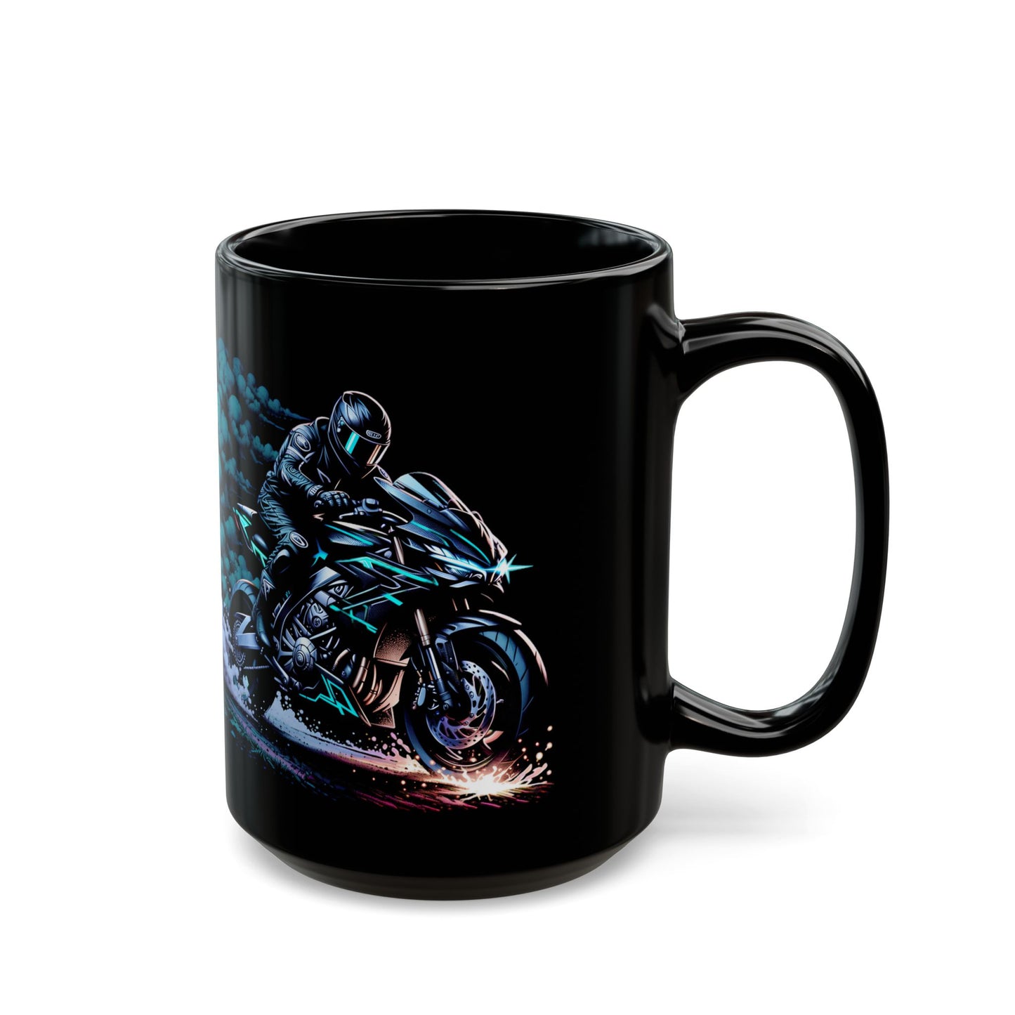 Sport Bike Cloud Design Black Mug (11oz, 15oz)