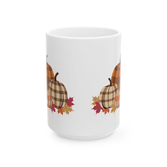Cozy Fall Ceramic Mug with Pumpkins and Leaves | Perfect for Autumn Gifts, Harvest Celebration, Coffee Lover, Home Decor, Thanksgiving