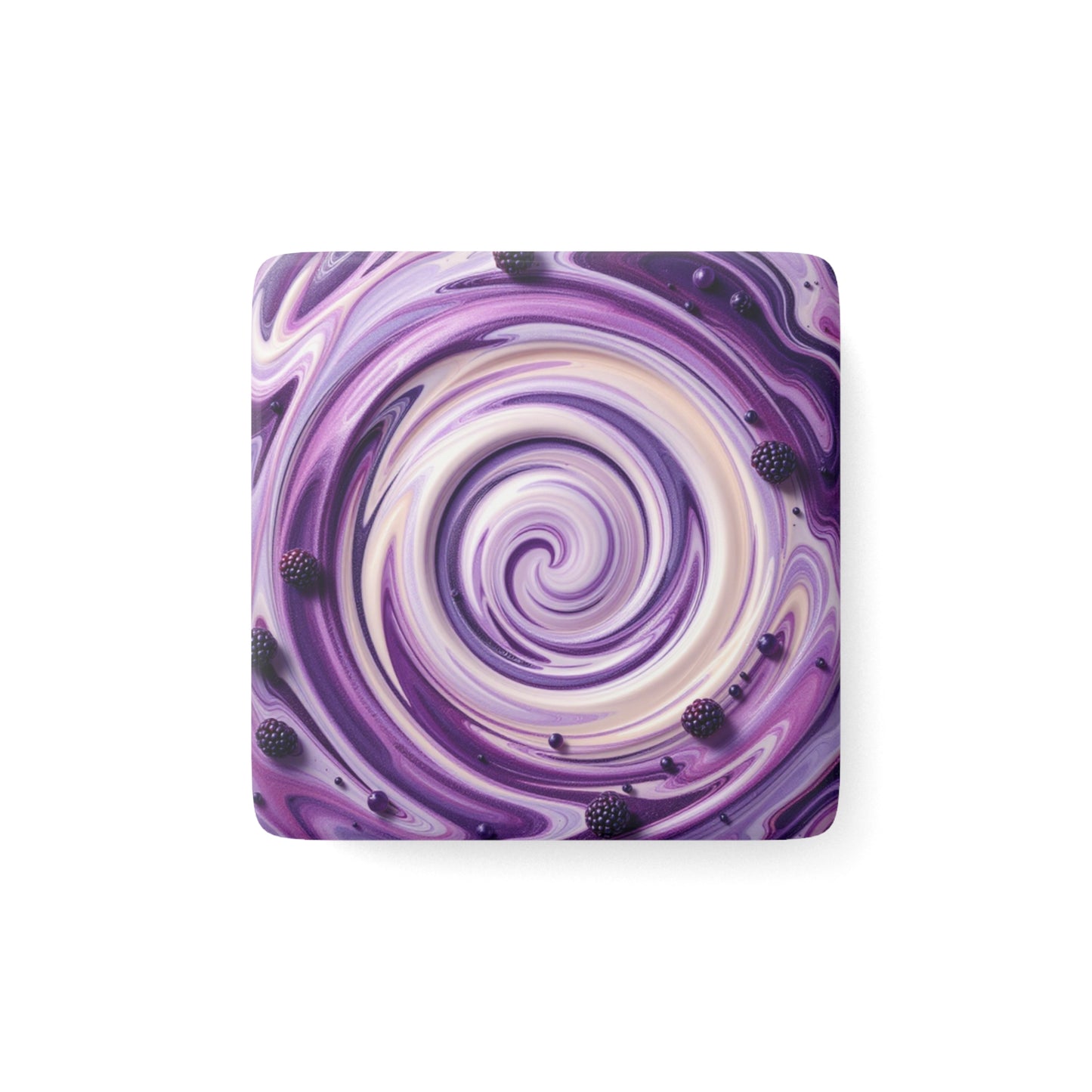 Blackberry Vanilla Swirl Porcelain Magnet - Decorative Square Magnet for Stylish Home Decor