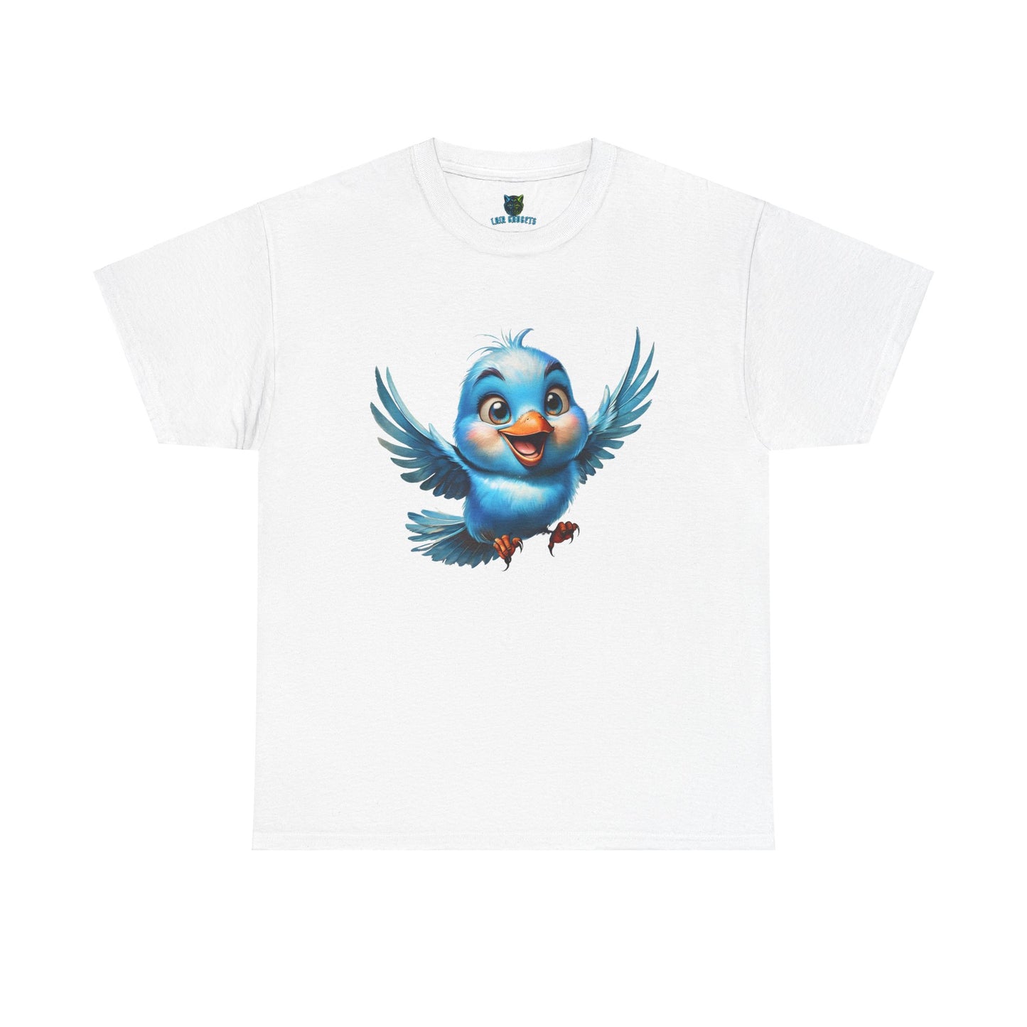 Playful Bluebird  Heavy Cotton Tee - Perfect for Nature Lovers & Everyday Wear