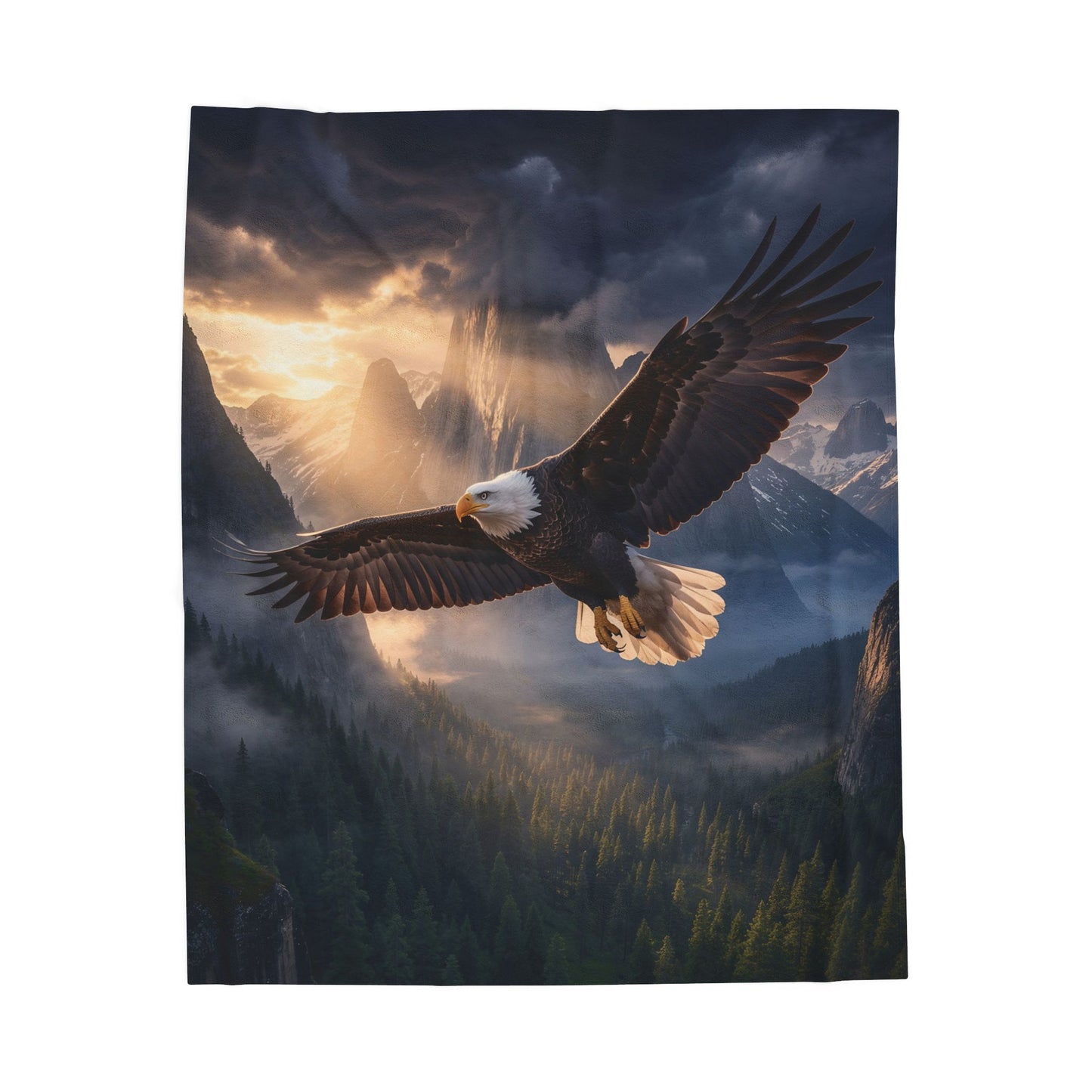 Eagle Throw Blanket 60x80 – Mountain Wildlife Plush Blanket for Couch Bed Sofa – Rustic Lodge Decor – Summit Sovereign by Lair Gadgets