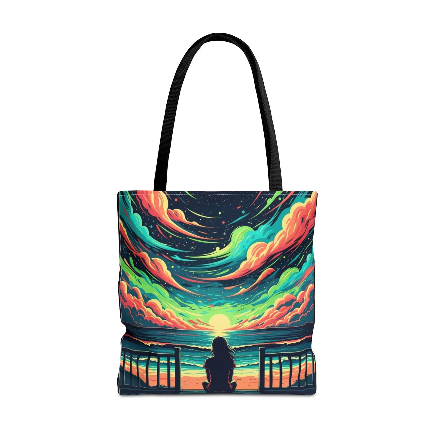 Vibrant Sunset Tote Bag, Art Tote, Beach Bag, Eco-Friendly Shopping Tote, Perfect Gift for Nature Lovers