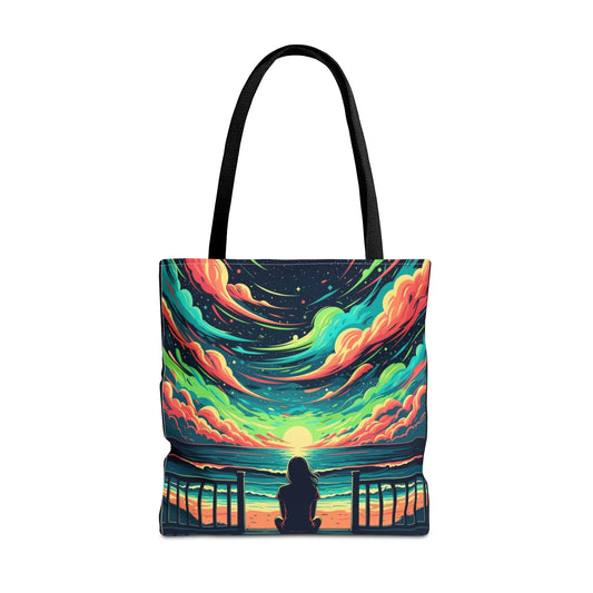 Vibrant Sunset Tote Bag, Art Tote, Beach Bag, Eco-Friendly Shopping Tote, Perfect Gift for Nature Lovers