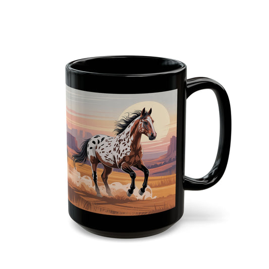 Appaloosa Scene Black Mug (15oz)