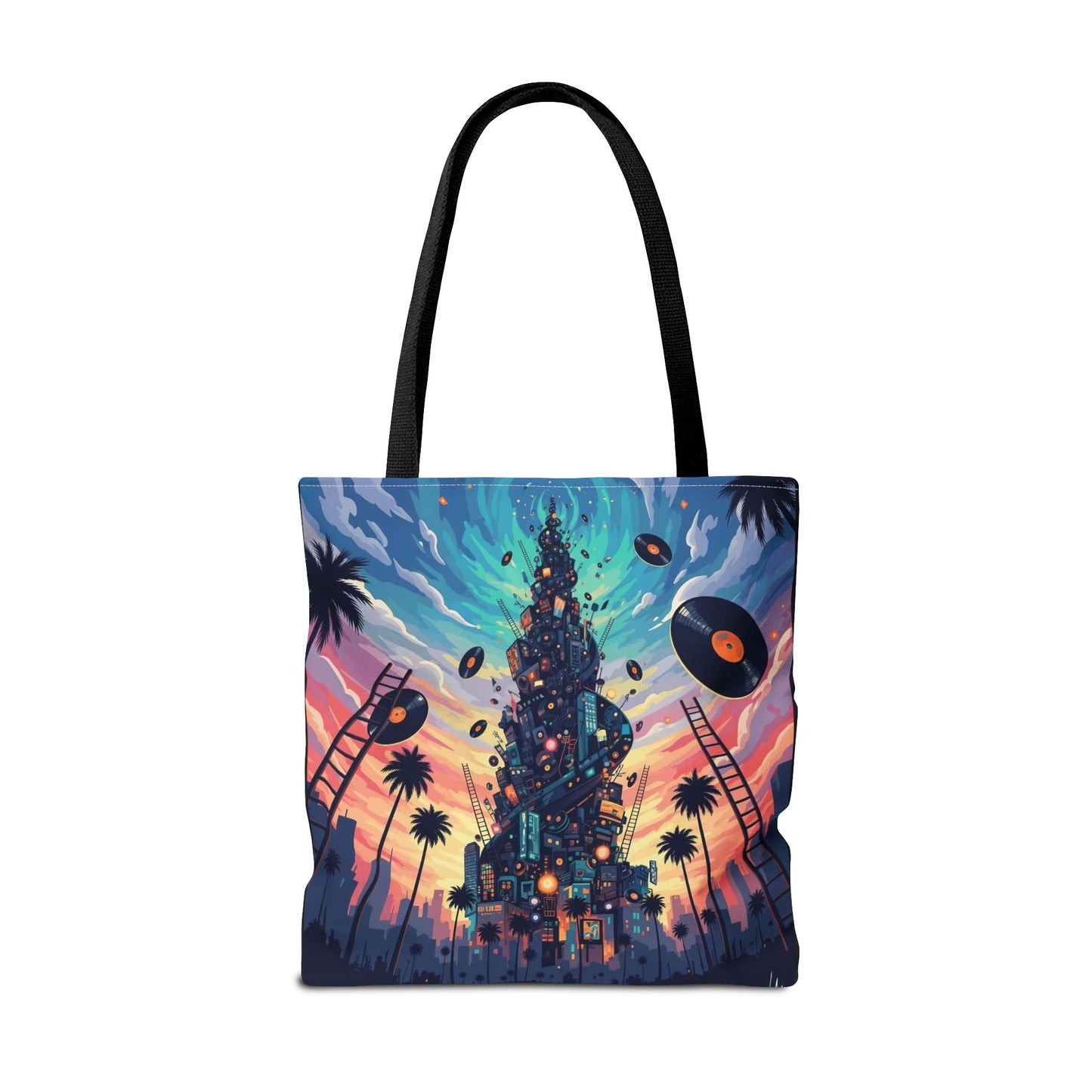 Vibrant Music-Themed Tote Bag, Groovy Beach Bag, Bohemian Eco-Friendly Shopping Tote, Artsy Gift for Music Lovers, Festival Accessory