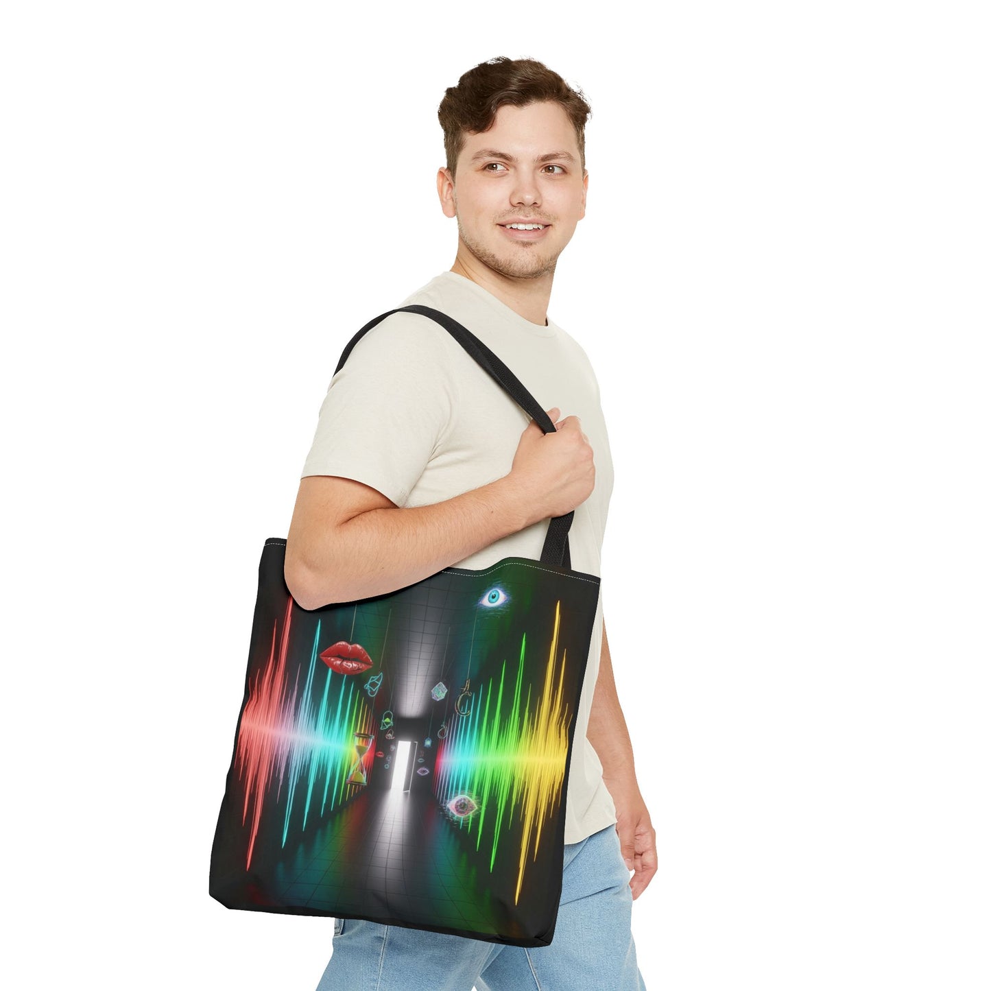Vibrant Soundwave Tote Bag | Colorful Artwork Bag for Music Lovers, Beach Trips, Daily Errands, Concerts, Festivals