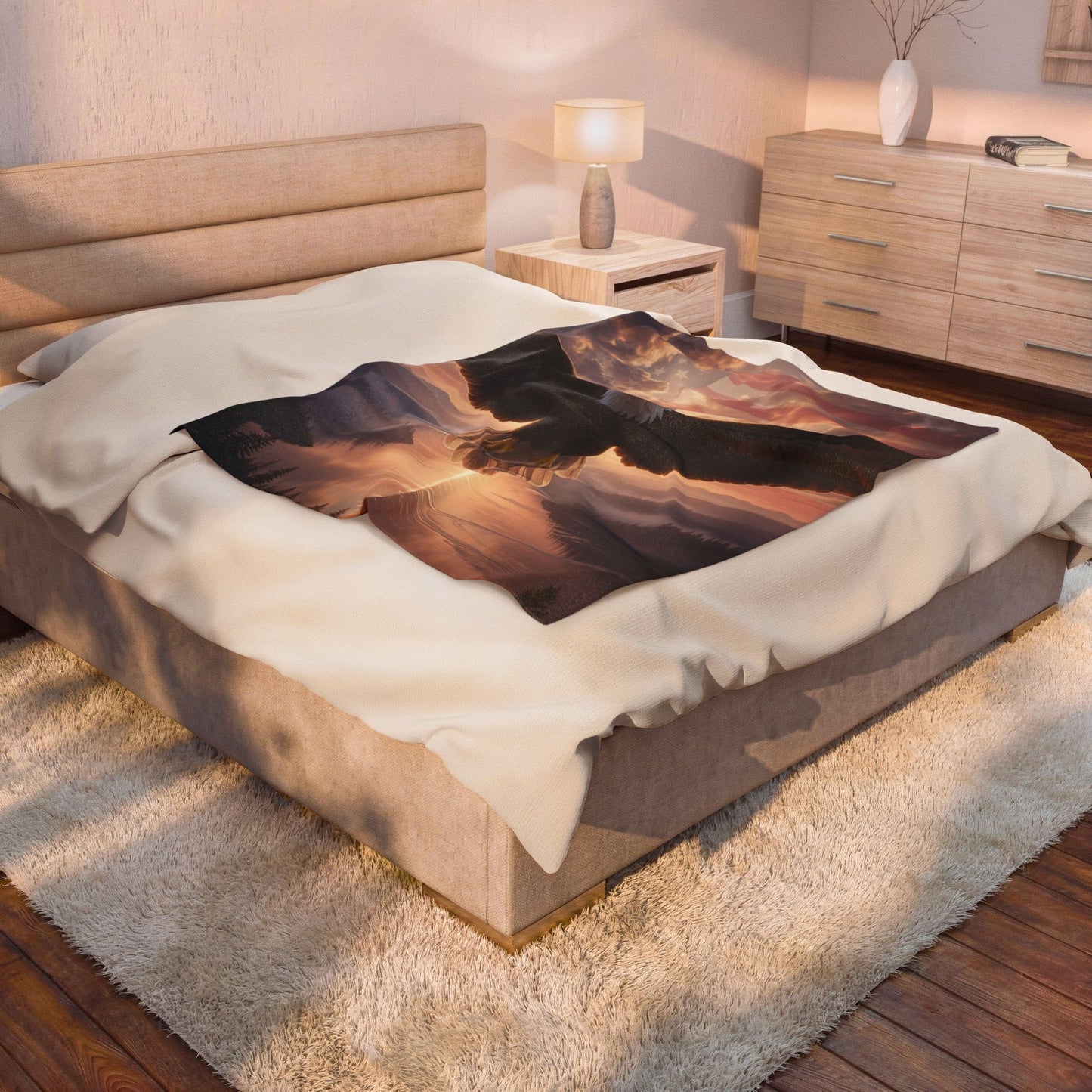Bald Eagle Throw Blanket  – Patriotic American Wildlife Decor – Soft Plush Accent for Couch Bed Chair – by Lair Gadgets