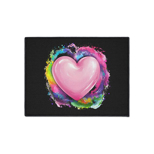 Colorful Heart Heavy Duty Floor Mat - Vibrant Home Decor for Love and Celebration