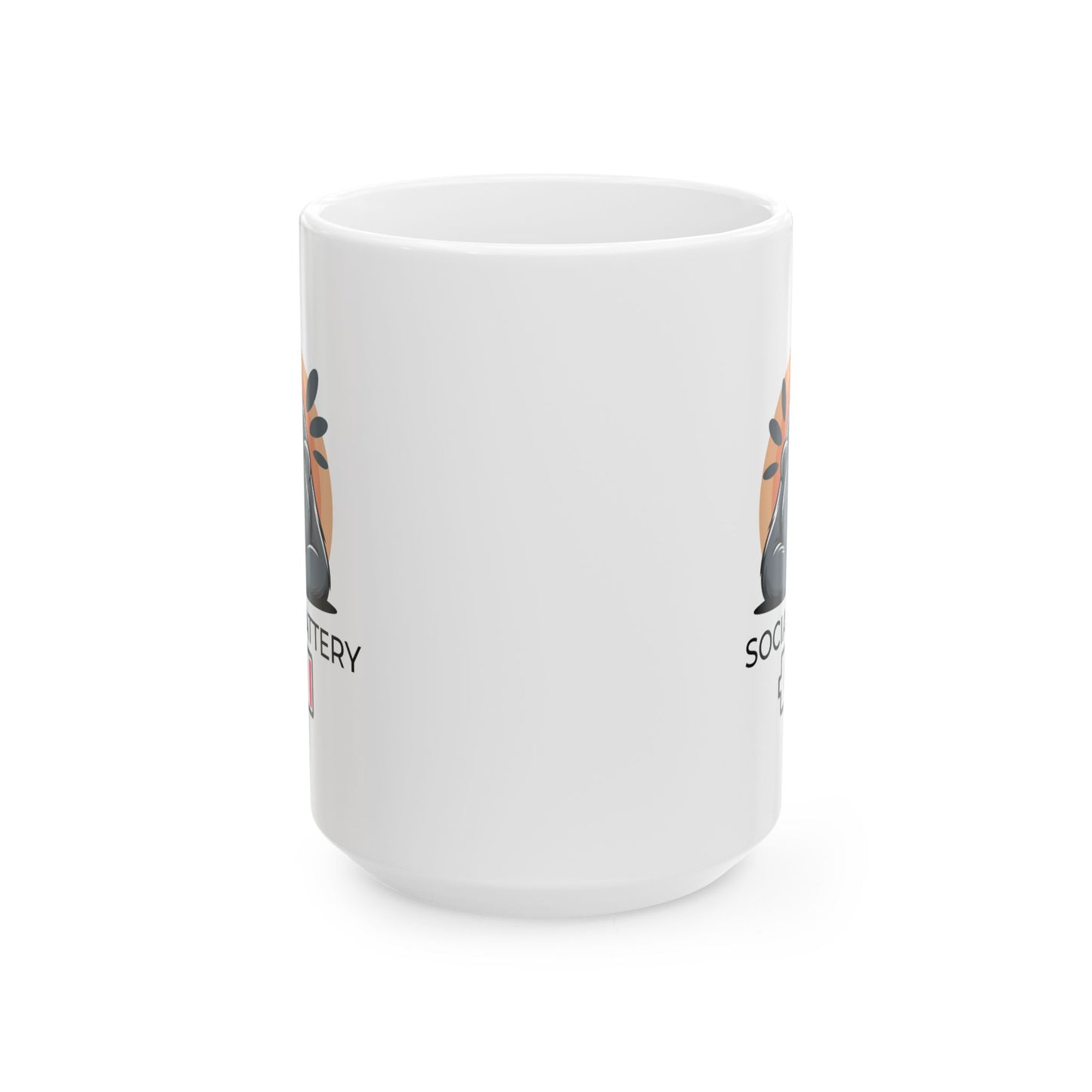 Social Battery Low Coffee Mug – Funny Bear Design, 15 oz Ceramic Mug