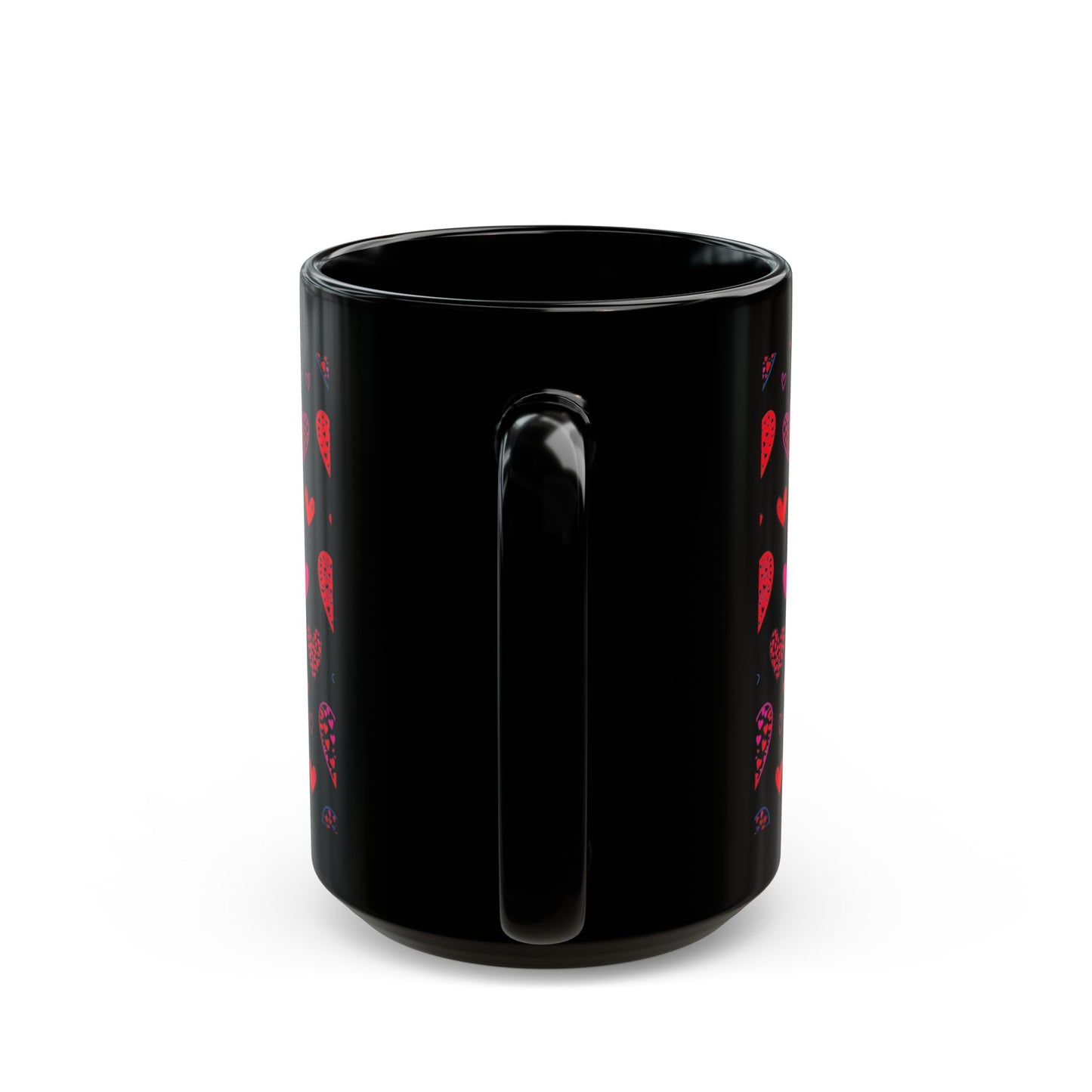 Valentine’s Day Coffee Mug – 15 oz Black Ceramic Mug with Red Heart Design Black Mug (15oz)- B0G62CFRK9