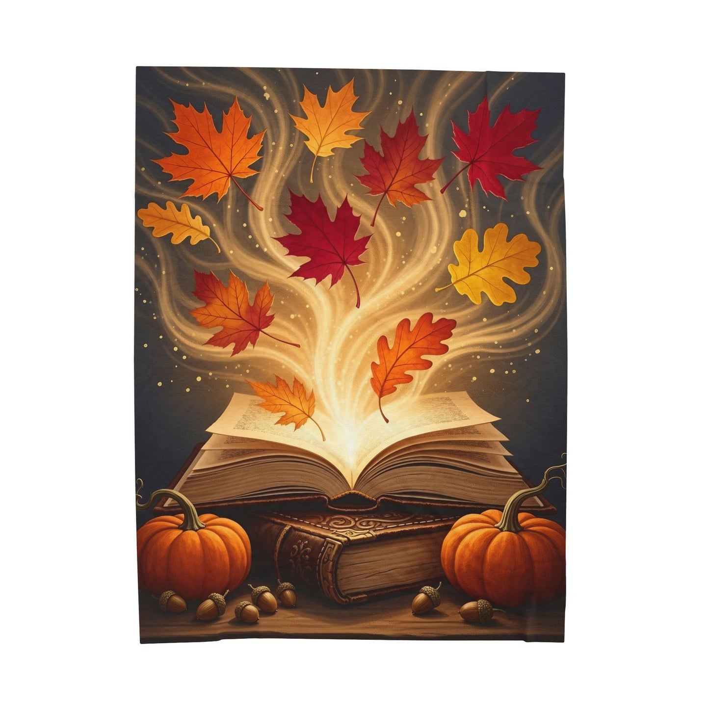 Fall Book Scene Velveteen Plush Blanket