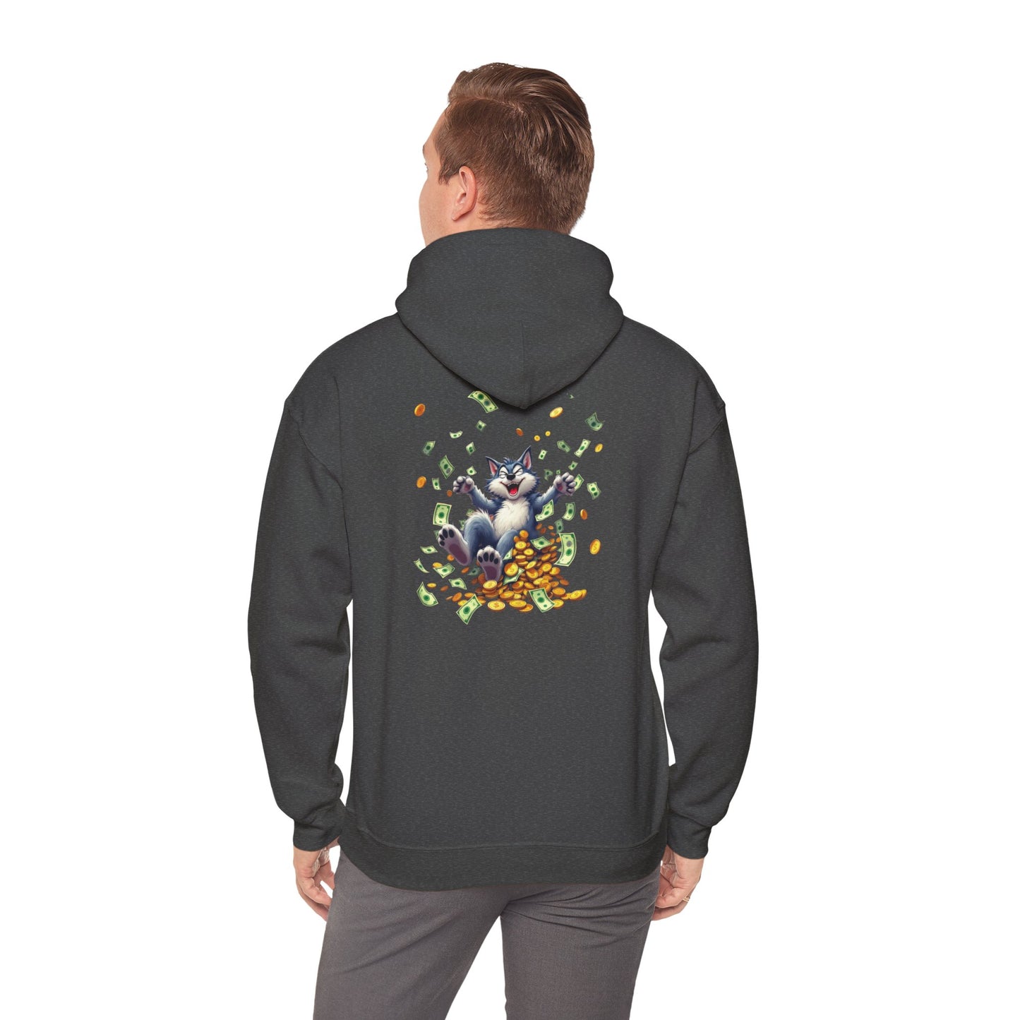 Unisex heavy blend hoodie, Playful Wolf,  Marty Byrd'n sweatshirt for casual wear, fun gift for friends and family