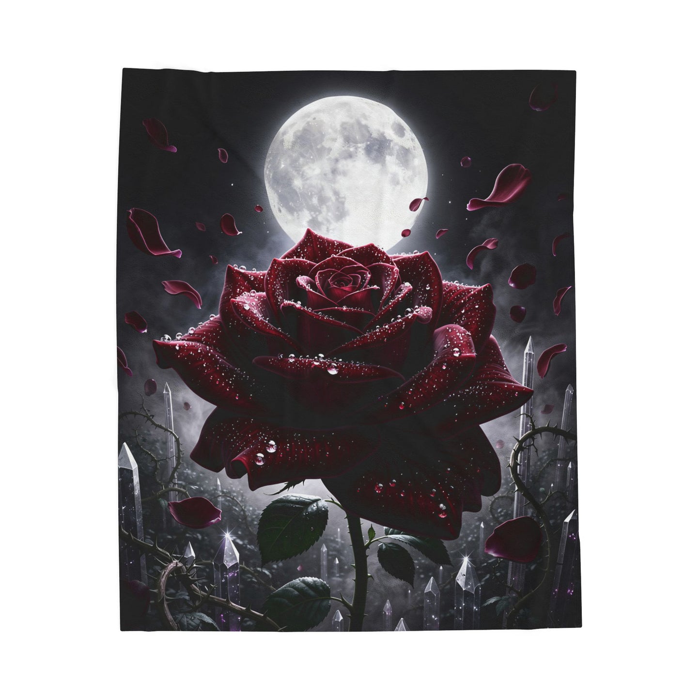 Rose Throw Blanket – Gothic Floral Plush Blanket for Couch Bed Sofa – Dark Romance Decor – Crimson Moon Bloom by Lair Gadgets