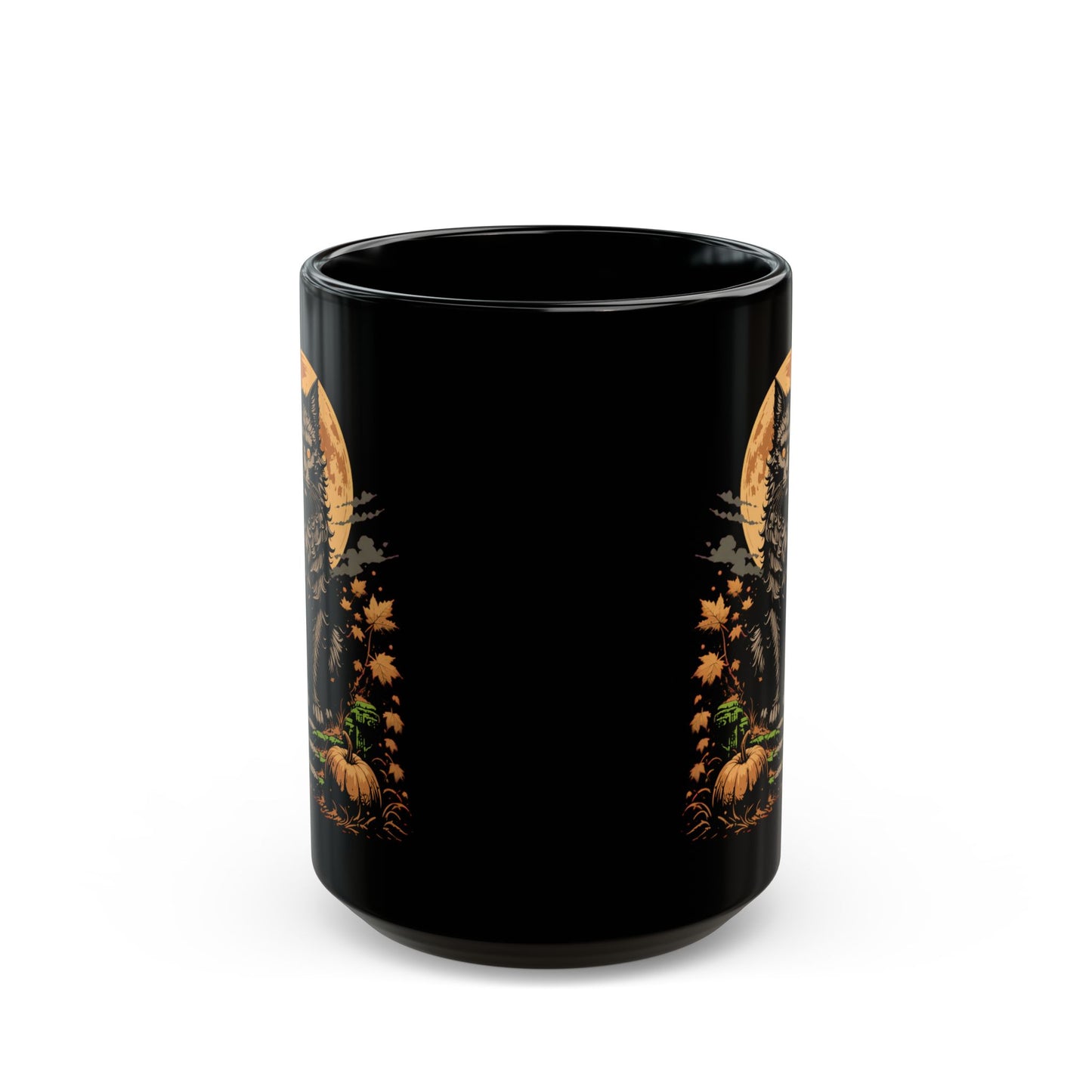 Hero Black Cat Transparent Style Black Mug (15oz)