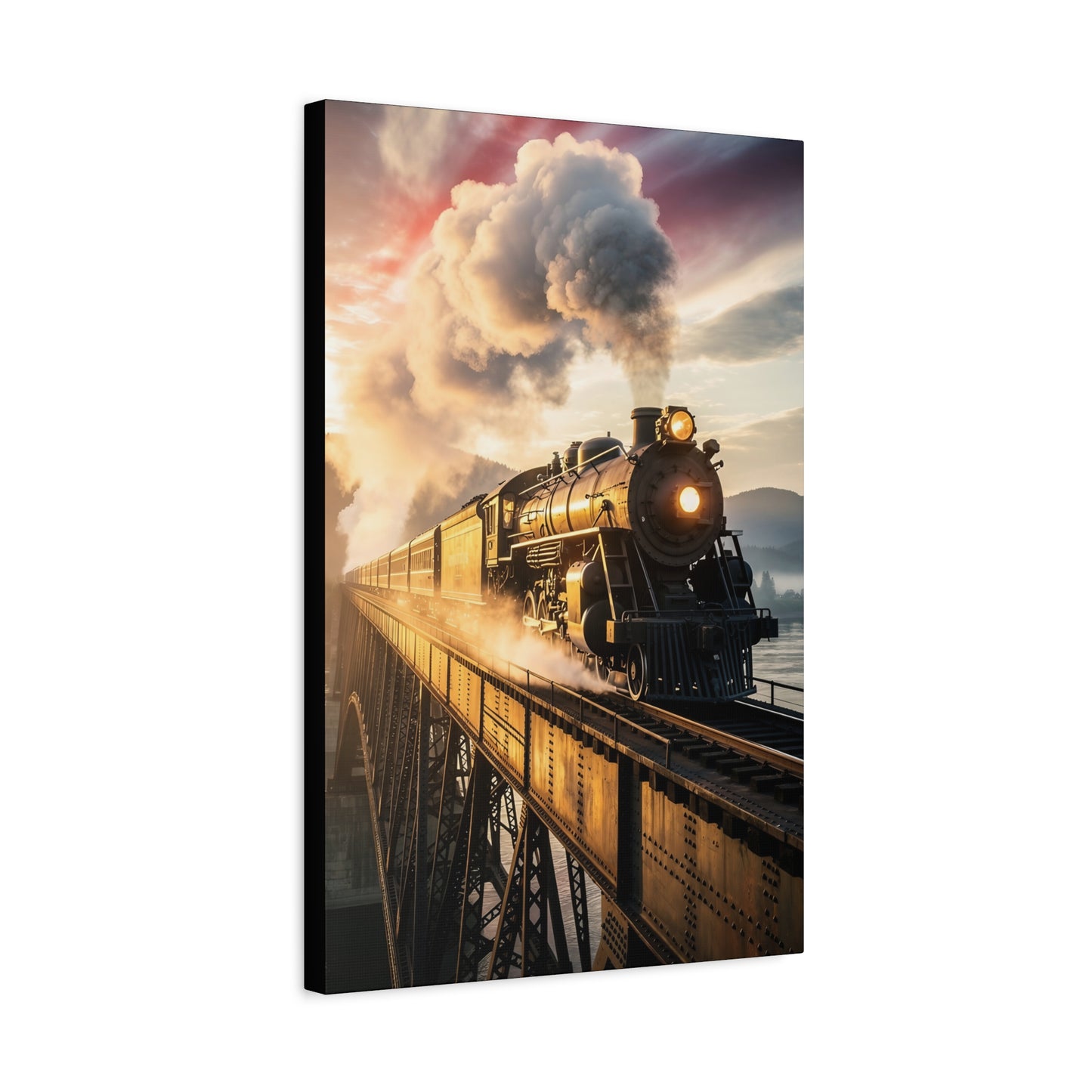 Train on bridge 16x24VERTICAL  Matte Canvas, Stretched, 1.25"