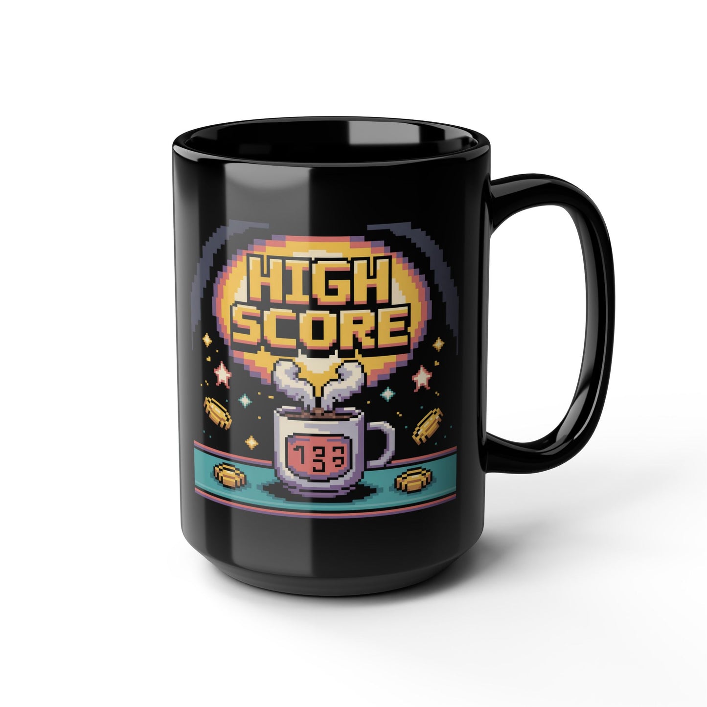Pixel Art Gaming Mug - High Score Coffee Cup, Retro Gamer Gift, Customizable Tea Mug, Unique Birthday Present, Fun Nostalgic Kitchenware