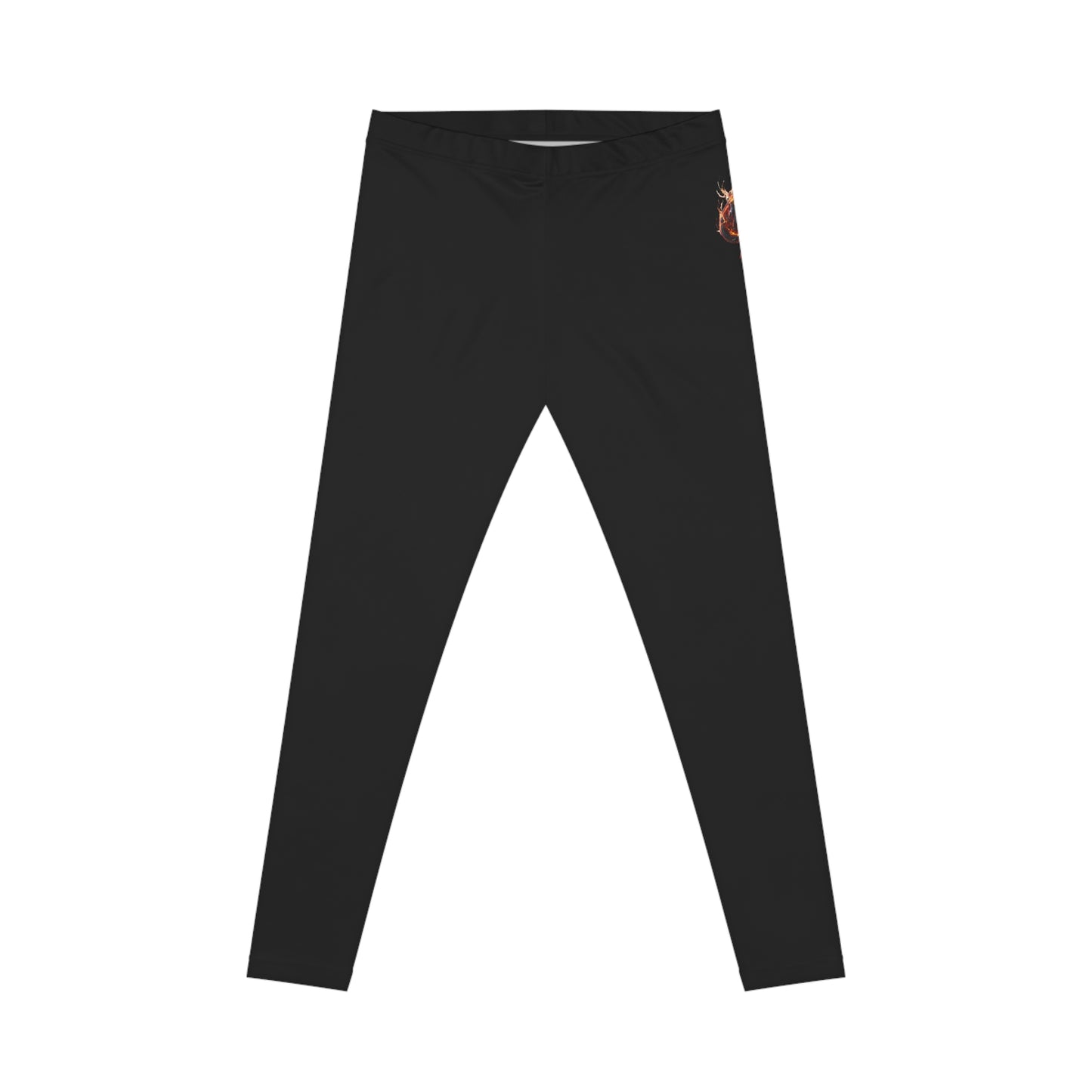 Women's Stylish Black Casual Leggings with Flame Design - Comfortable Activewear for Everyday Wear