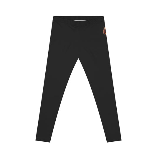 Women's Stylish Black Casual Leggings with Flame Design - Comfortable Activewear for Everyday Wear