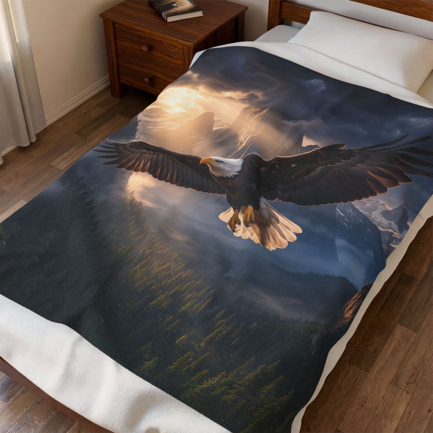 Eagle Throw Blanket 60x80 – Mountain Wildlife Plush Blanket for Couch Bed Sofa – Rustic Lodge Decor – Summit Sovereign by Lair Gadgets