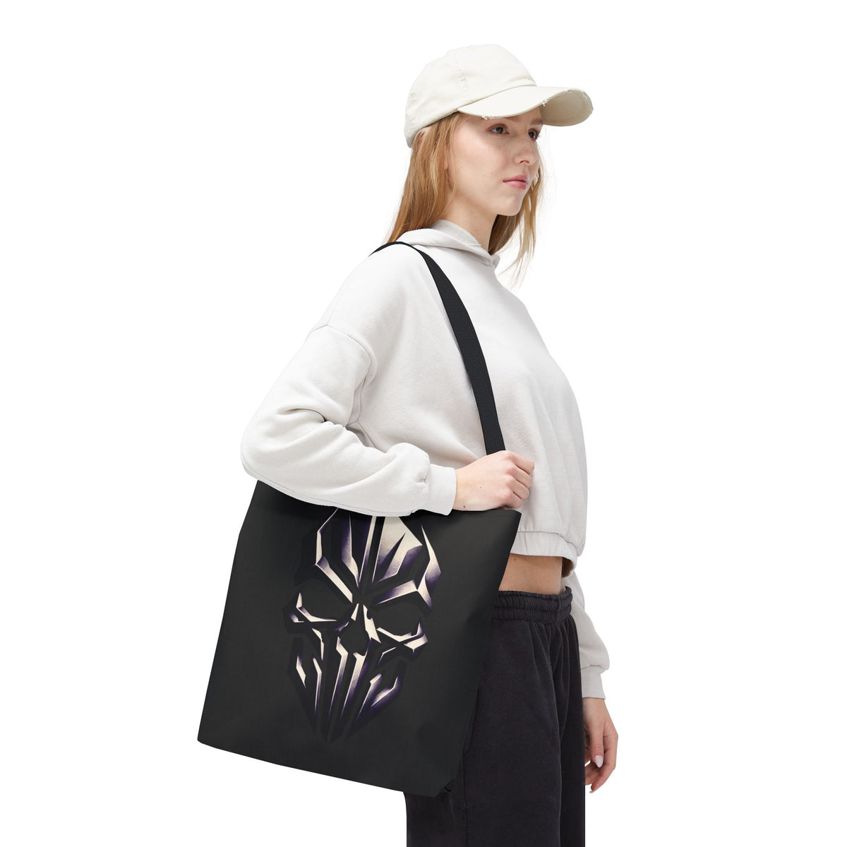 Skull Tote Bag – 16x16 Black Gothic All-Over Print Tote