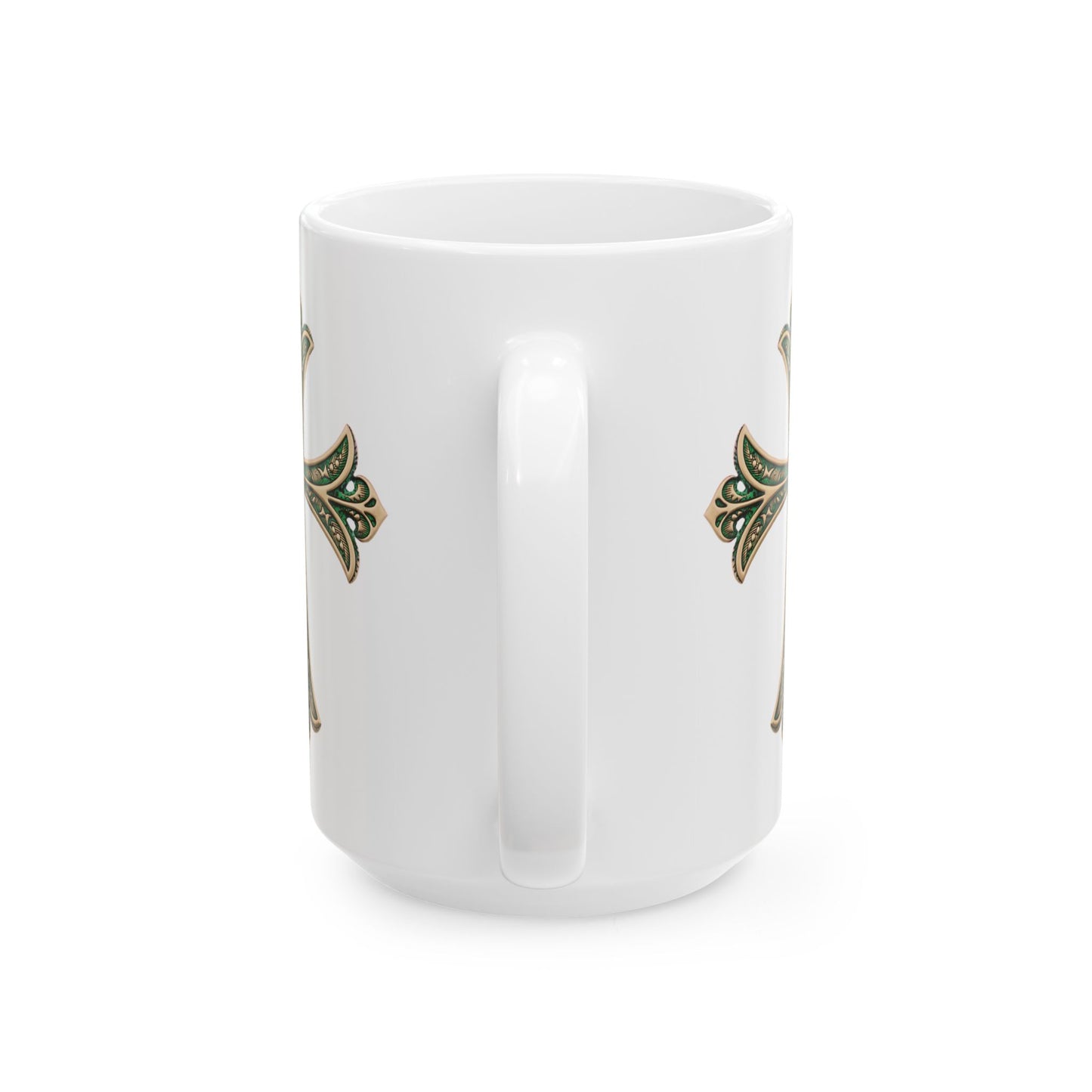 Easter Cross green accent Ceramic Mug, (11oz, 15oz)