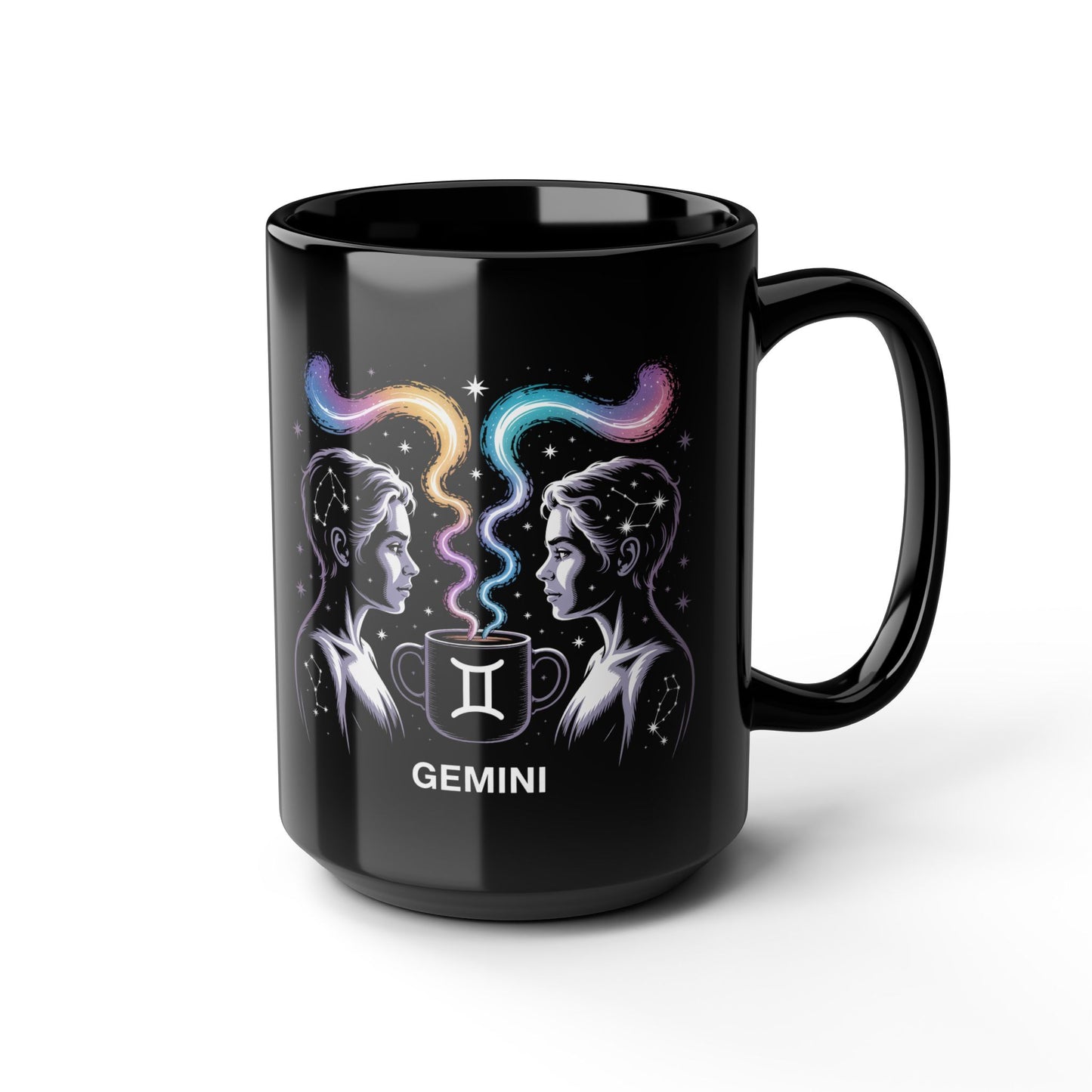 Gemini Zodiac Black Mug - Astrology Coffee Cup, Star Sign Gift, Horoscope Drinkware, Celestial Art Mug, Cute Astrology Present