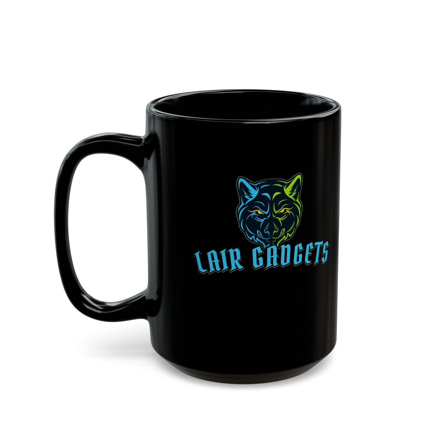 Lair Gadgets Vibrant Wolf Ceramic Coffee Mug, Glossy Black Finish, Ideal for Everyday Use