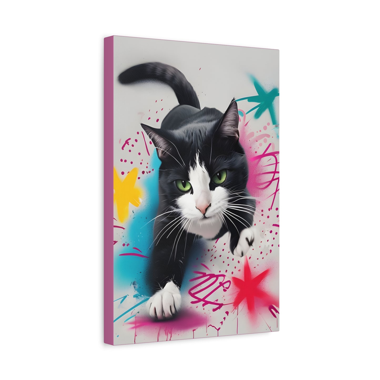 Urban Cat Wall Art Canvas | Colorful Graffiti Style Home Decor