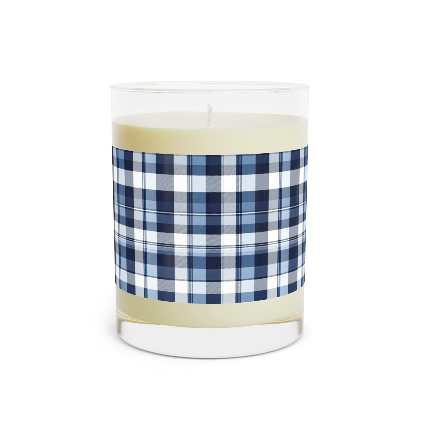 Navy Plaid Scented Candle - Cozy Home Decor, 11oz