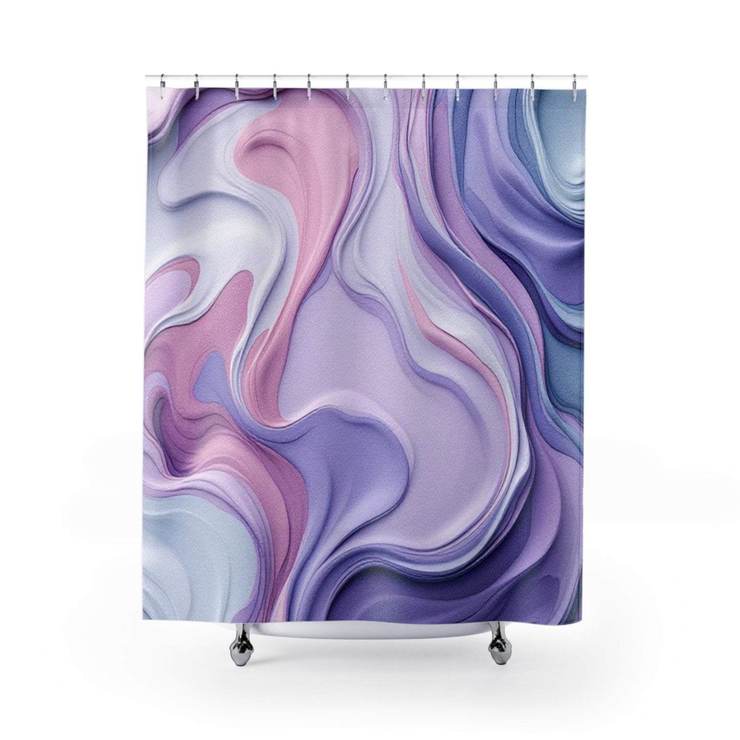 Elegant Abstract Marble Shower Curtain - Chic Purple and Pink Waves for Spa-Like Spaces