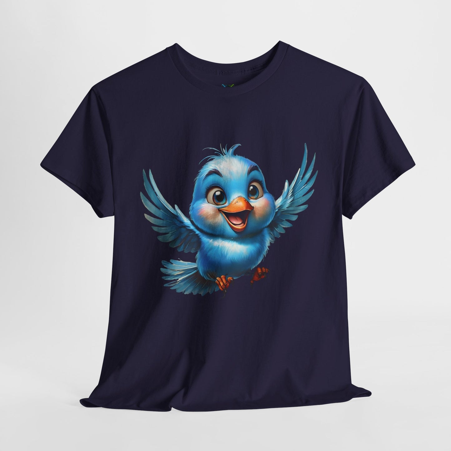 Playful Bluebird  Heavy Cotton Tee - Perfect for Nature Lovers & Everyday Wear