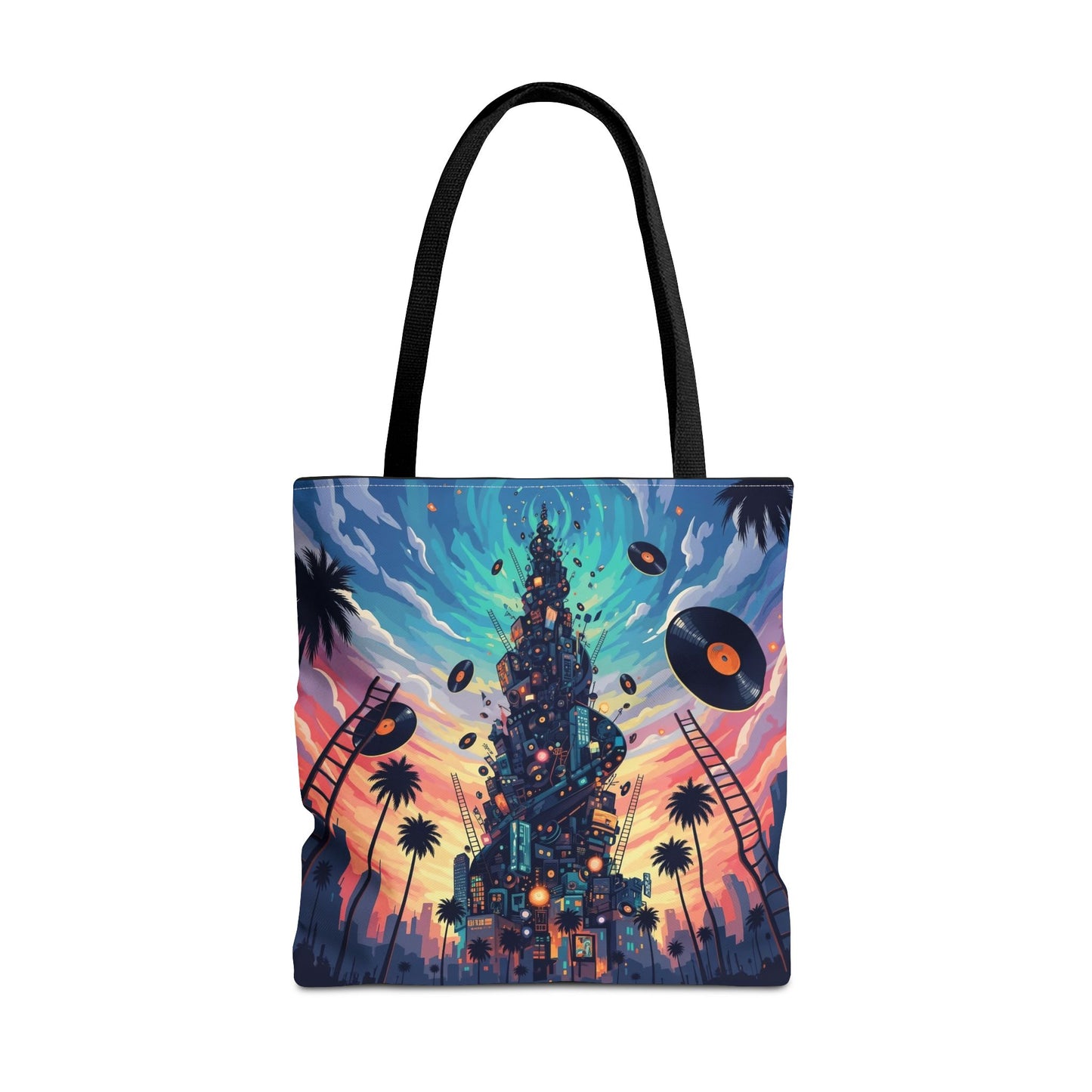 Vibrant Music-Themed Tote Bag, Groovy Beach Bag, Bohemian Eco-Friendly Shopping Tote, Artsy Gift for Music Lovers, Festival Accessory