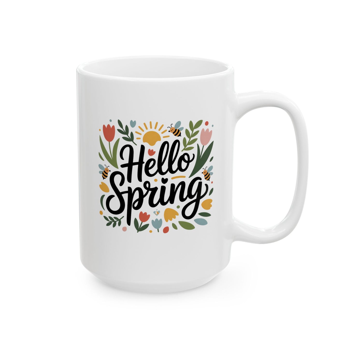 Spring Coffee mug with floral hello spring -B0GKCDSTCQ