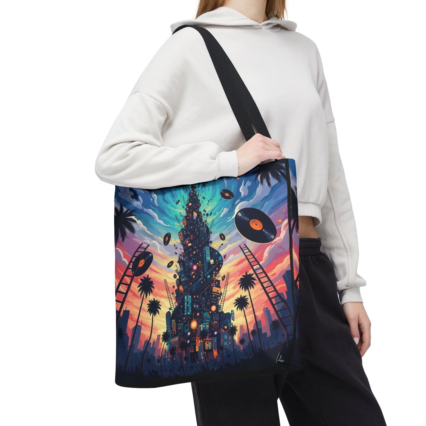 Vibrant Music-Themed Tote Bag, Groovy Beach Bag, Bohemian Eco-Friendly Shopping Tote, Artsy Gift for Music Lovers, Festival Accessory