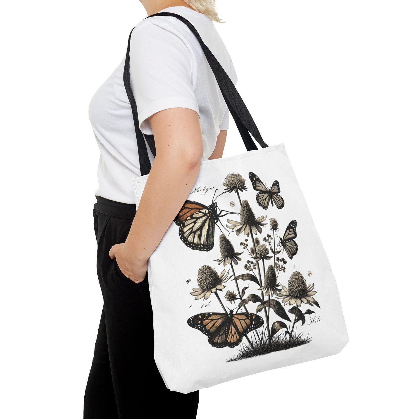 Butterfly Garden Tote Bag - Floral AOP Design, Eco-friendly, Everyday Use, Gift for Nature Lovers, Ideal for Shopping & Travel