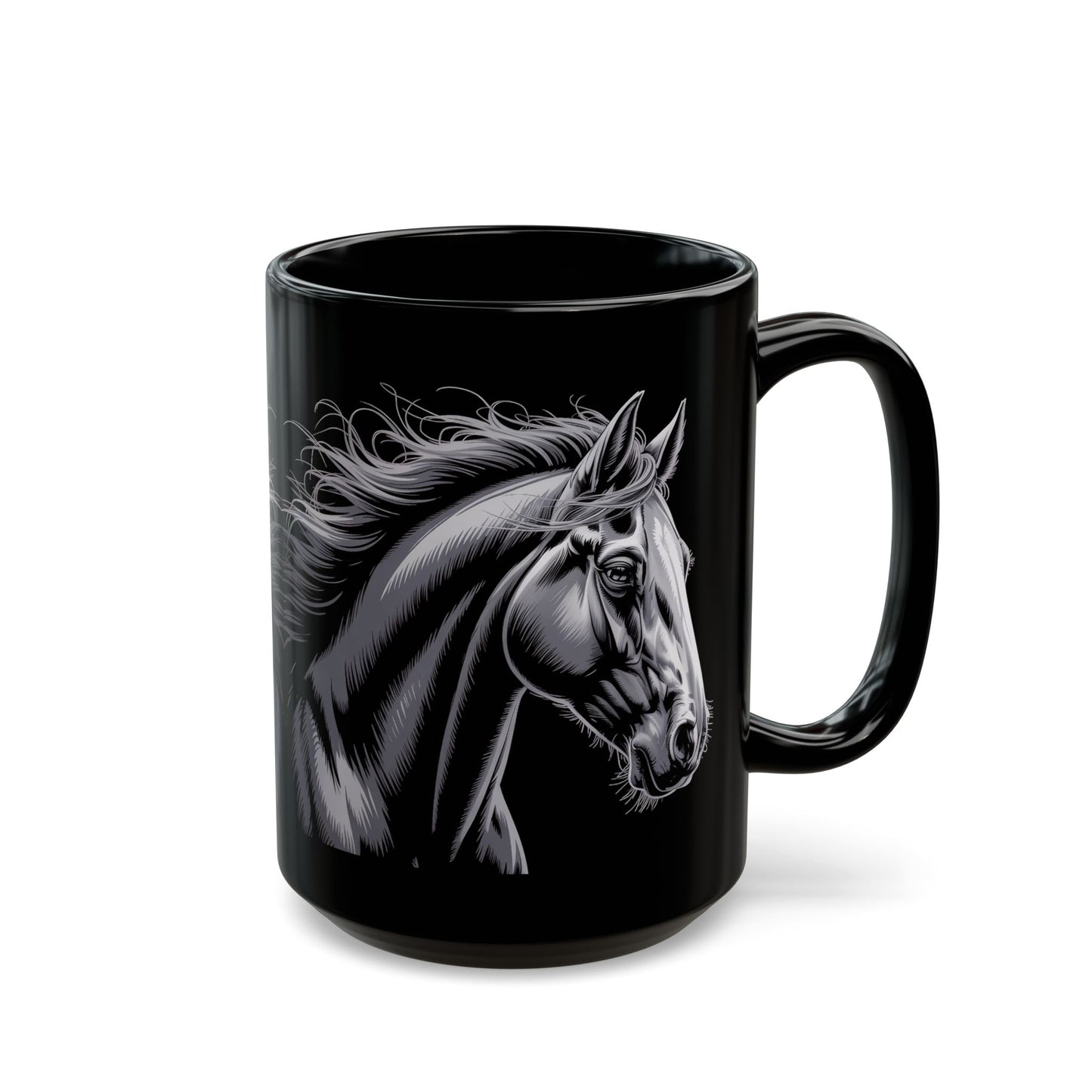 Horse Portrait Black Mug (15oz)