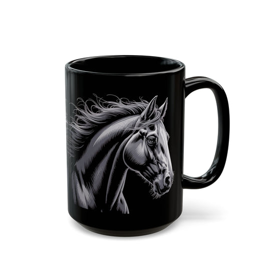 Horse Portrait Black Mug (15oz)