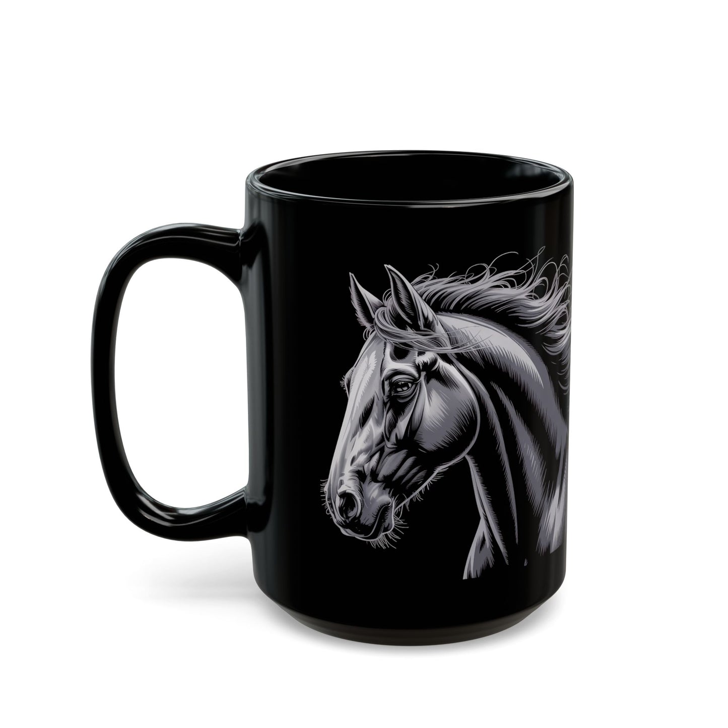 Horse Portrait Black Mug (15oz)