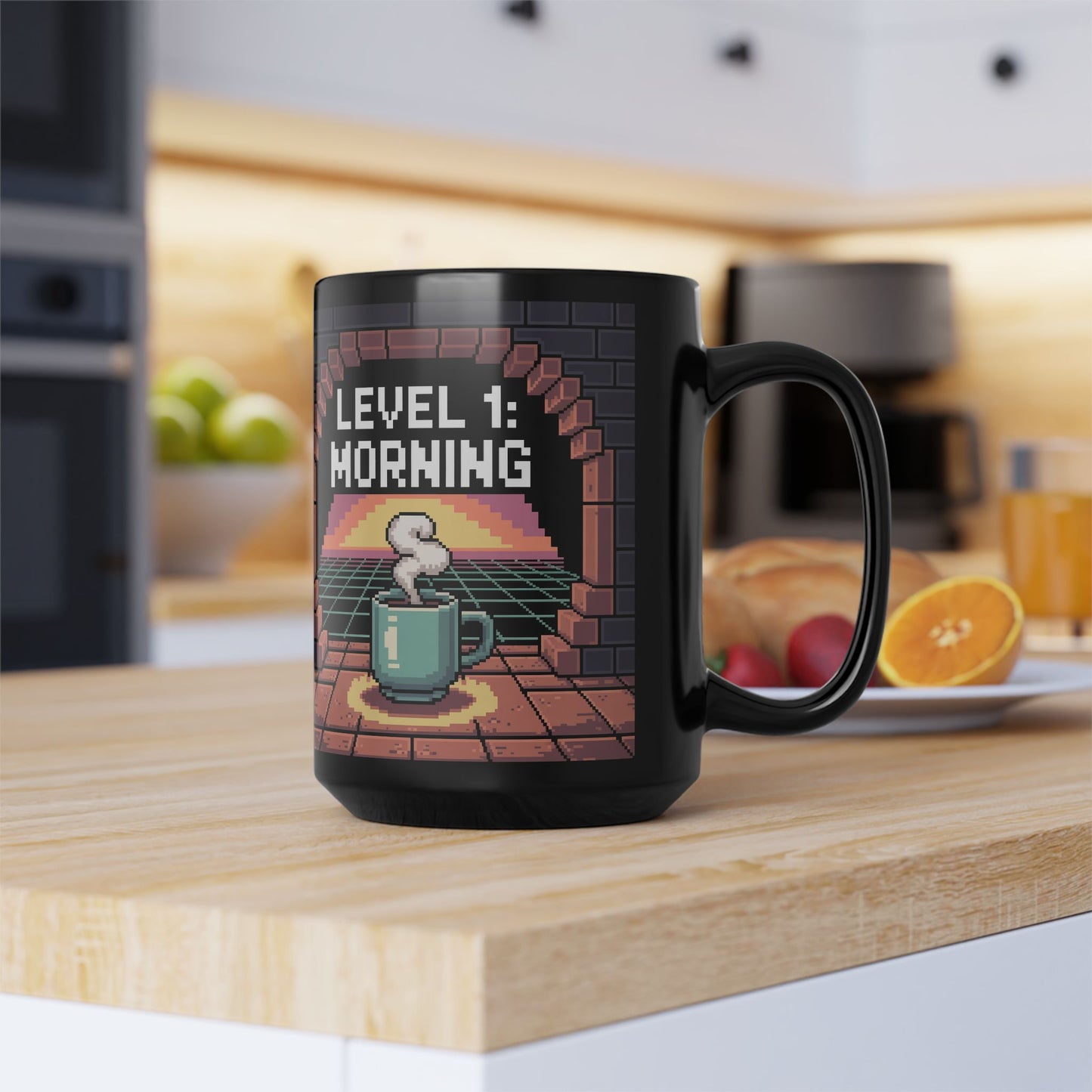 Retro Gaming Level 1 Morning Mug, Video Game Mug, Gift for Gamers, Coffee Lovers, Geeky Home Decor, Gaming Accessory