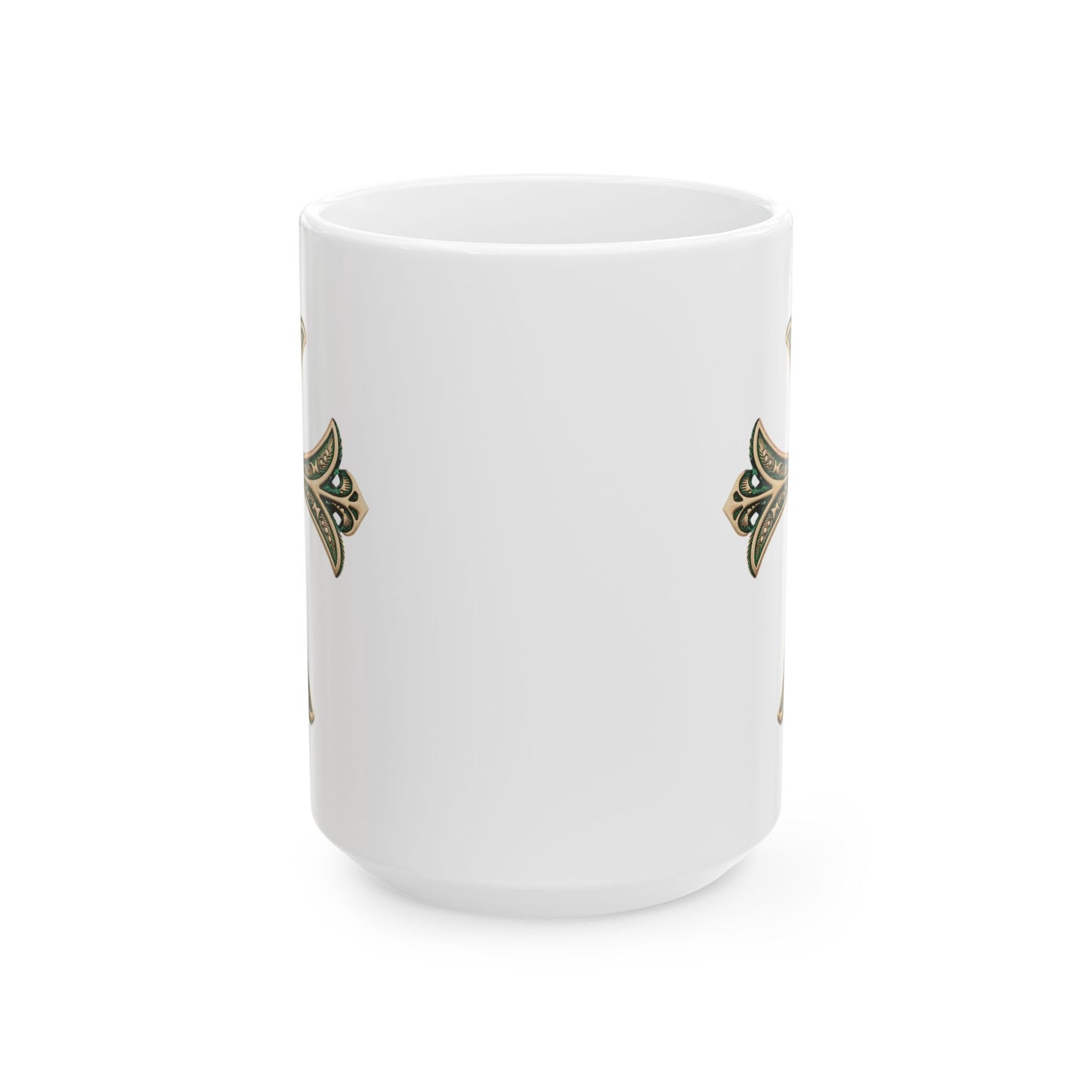 Easter Cross green accent Ceramic Mug, (11oz, 15oz)