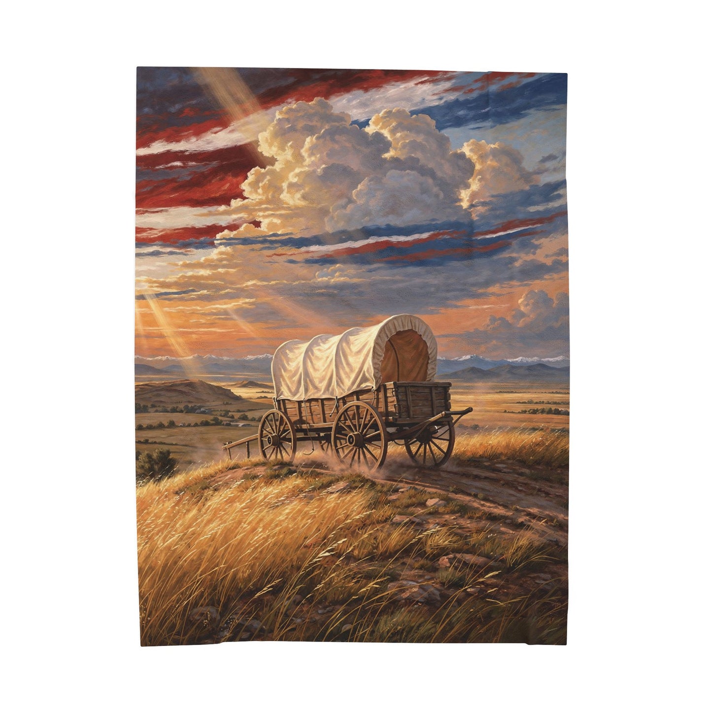 Covered Wagon Plains 60x80 Velveteen Plush Blanket