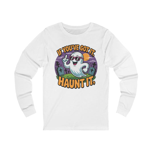 Ghostly Vibes Long Sleeve Tee - Perfect for Halloween Parties, Creative Souls, Cozy Nights, Casual Outfits, All-Season Layering