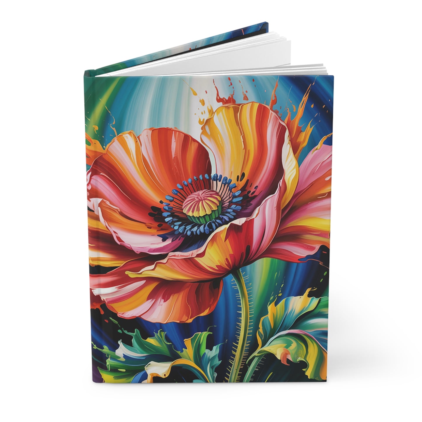 Bold Artistic Floral Hardcover Journal Matte Colorful Poppy Design by Lair Gadgets