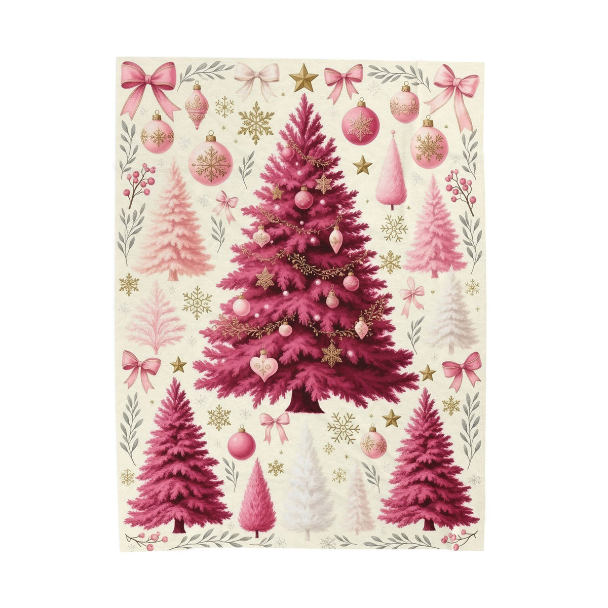 Pink Tree Velveteen Plush Blanket