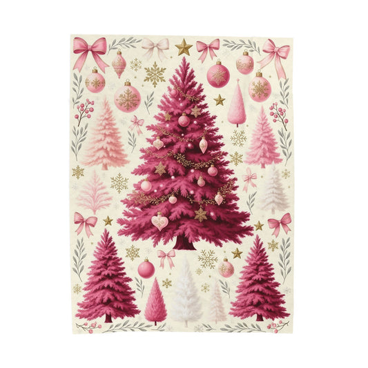 Pink Tree Velveteen Plush Blanket