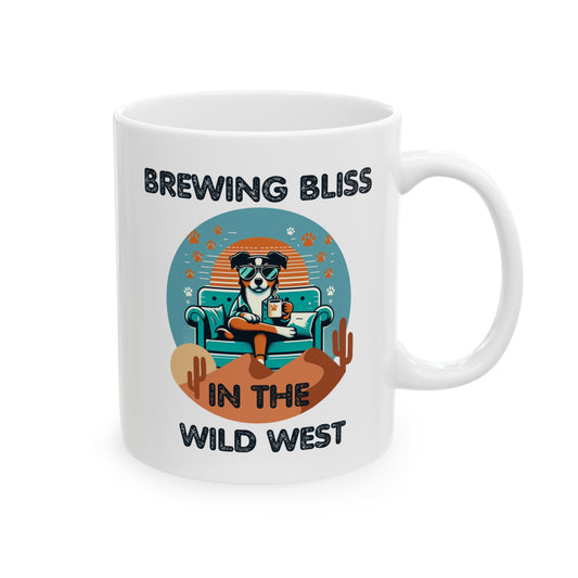 Mug - Cartoon Dog Brewing Bliss in the Wild West