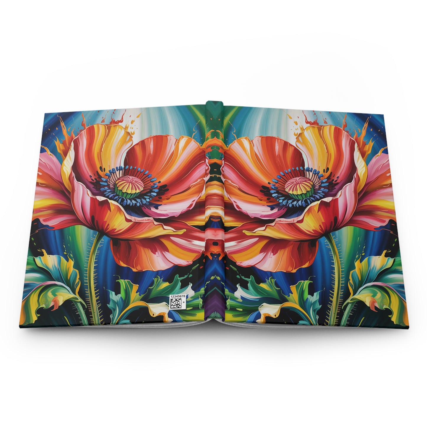 Bold Artistic Floral Hardcover Journal Matte Colorful Poppy Design by Lair Gadgets